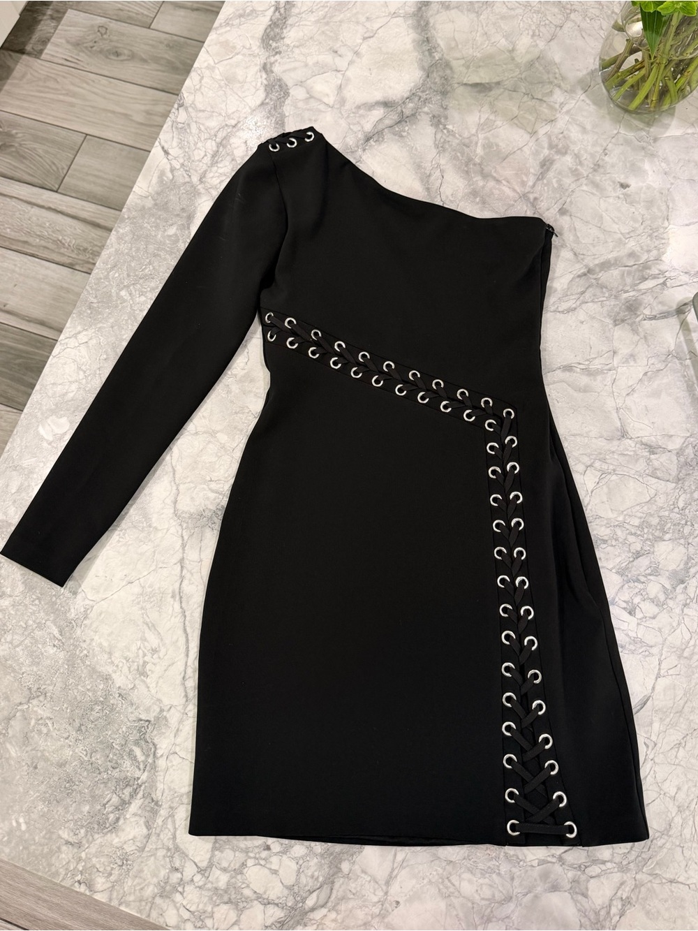 Parker One-Shoulder Black Mini Dress